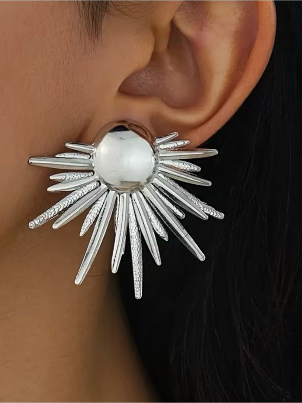 Radiant Silver Starburst Earrings - Women Jewelry
